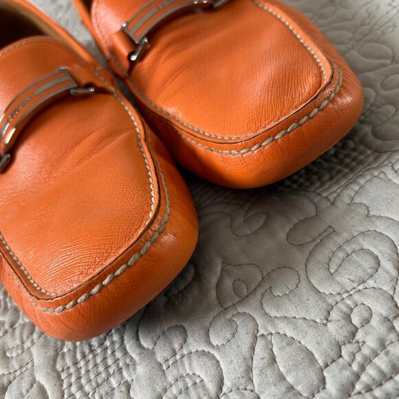 Prada Men's Orange Leather loafers/slip on Shoes, Size 13 / UK 12 Gently Used - Picture 8 of 10